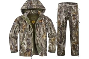 NewView Silent Camo Jagdkleidung für Herren, mit Fleece gefütterte Jagdjacke und Hose für Hirschenten-Jagd, warm und wasserabweisend