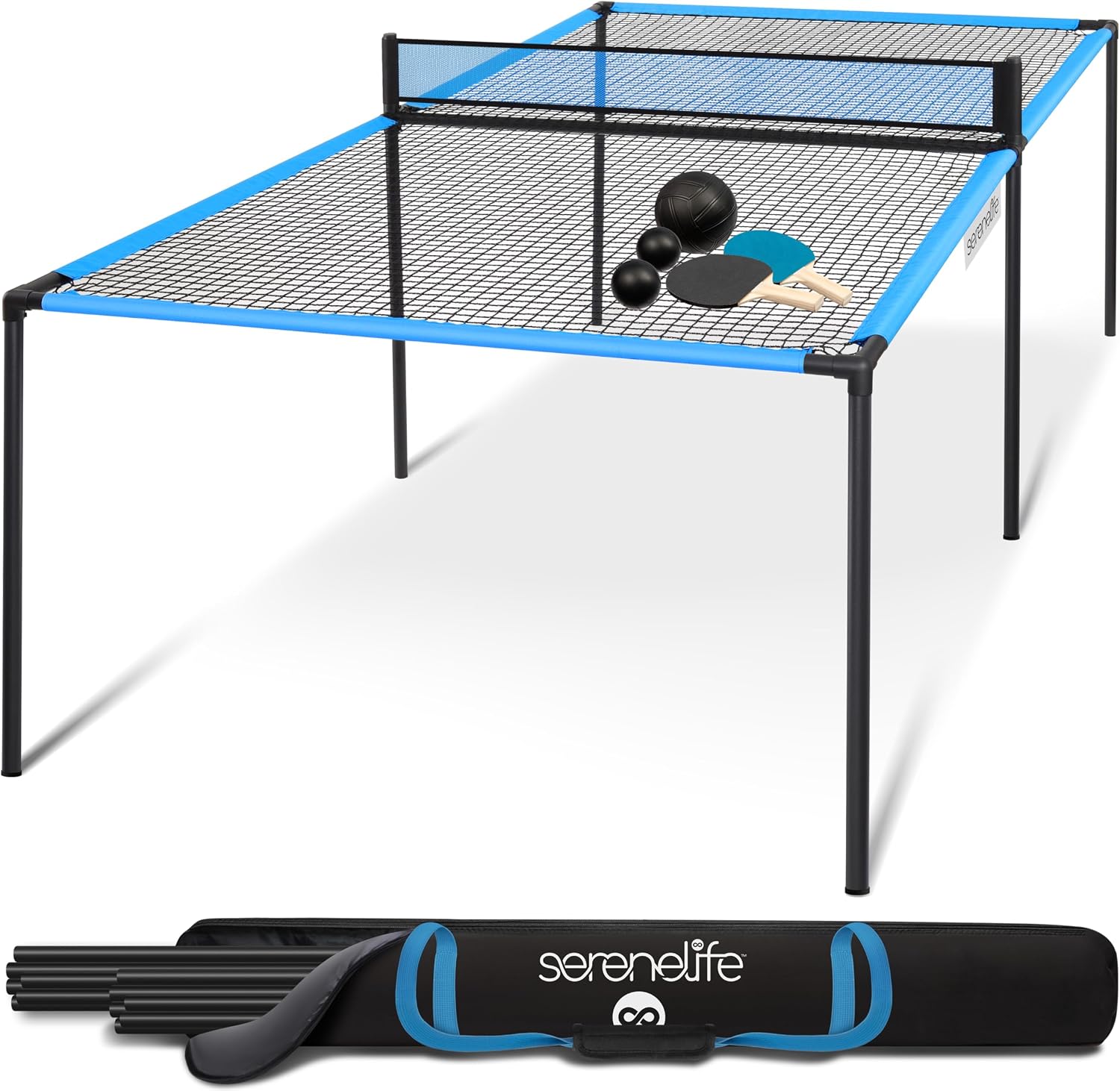 Serenelife Mesa de Ping Pong, Tamaño Mediano, Tenis de Mesa, Plegable, Portatil, Incluye Red