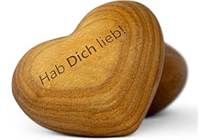 ‎SCHWABENHOLZ Schwabenholz® Wooden Worry Stone Heart - Hab Dich lieb! - Small Gift for Him and Her - Wooden Hearts with Engraving and Unique Grain