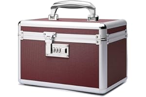 HEWEI WORKS Boîte à Médicaments avec Armoire à Serrure à Combinaison, adapté à l'entreposage de Pharmacie et d'objets personnels importants, Contient un Pilulier en Plastique (petit/marron)