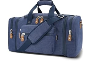 Erweiterbar Canvas Reisetasche Herren 60L / 50L, Weekender Damen Groß, Sporttasche für männer, Duffle Reisen Übernachtung Taschen, Dunkelblau