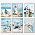 cupmod 6 Packs Beach Paint by Numbers Kit for Adults,Sea Side DIY Acrylic Oil Painting Numbers Kits on Canvas,Watercolor Adults Paint by Numbers Kits for Home Decor 9.8x13.8inch