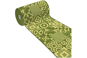 emmevi Tappeto Cucina 3D Passatoia Antiscivolo Lavabile Piastrella Maiolica Mod.CLELIA Dis.G 57X270 VERDE