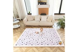 HAKUNA MATTE Premium Large Coral Velvet Baby Play Mat 200x150x2.5cm Confetti – High-Density Memory Foam Area Rug – Stylish Playmat Floor with Non-Slip Backing for Crawling, Soft Play & Tummy Time - Easy Care Rug