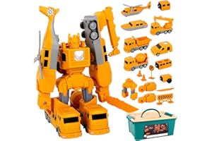 HIULLEN Magnetyczny robot do deformacji, pojazdy na placu budowy, zestaw zabawek dla dzieci, zabawka robot, zabawka z klockami, prezent urodzinowy dla 3+ chłopców i dziewczynek