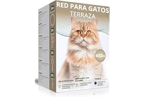 WOOWOOD® Red para Gatos terraza [Extra Reforzado con Alambre] | Red Gatos terraza | Red para Gatos | Red Gatos | Incluye Set de fijación | Red Gatos Ventanas | Malla para Gatos (8X3m)