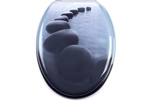 MSV Abattant WC MDF Chemin DE Galets Gris - Charnières INOX