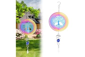 BTBHIHO 6’’ Stainless Steel Wind Spinner, Colorful 3D Hanging Wind Spinners for Garden, Metal Kinetic Garden Wind Spinners for Yard, Outdoor Wind Spinner Decor for Balcony & Patio Art