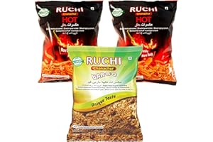 Ruchi Chanachur mixed packs - 3 packs : 2 x Spicy Hot & x Bar-B-Q, 300g x 3 packs (2Hot + 1BBQ)