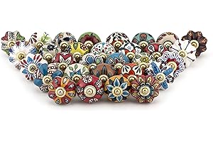 Craft Trade Assortito Pomelli Delle Porte Pomello per Porta Dell'armadio Boho Ceramica Antica Tira le Hardware Manopole per Mobili da Cucina e Mobili- Set da 06