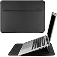 HoYiXi 13.3 Inch Laptop Sleeve Case PU Leather Case Compatible with MacBook Air M1 M2 2022-2018 / MacBook Pro 13 M2 2022-2016, Surface Pro 8 2021 / Surface Go 3 2021, Sleeve Pouch with Stand Black