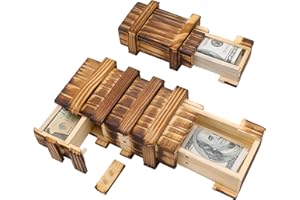 GSrenyu 2PCS Puzzle Box Wooden Secret Puzzle Box, Brain Teasers Box Mystery Gift Box with 2 Large Secret Compartments for Money Gifts Vouchers Jewellery Birthday Gift