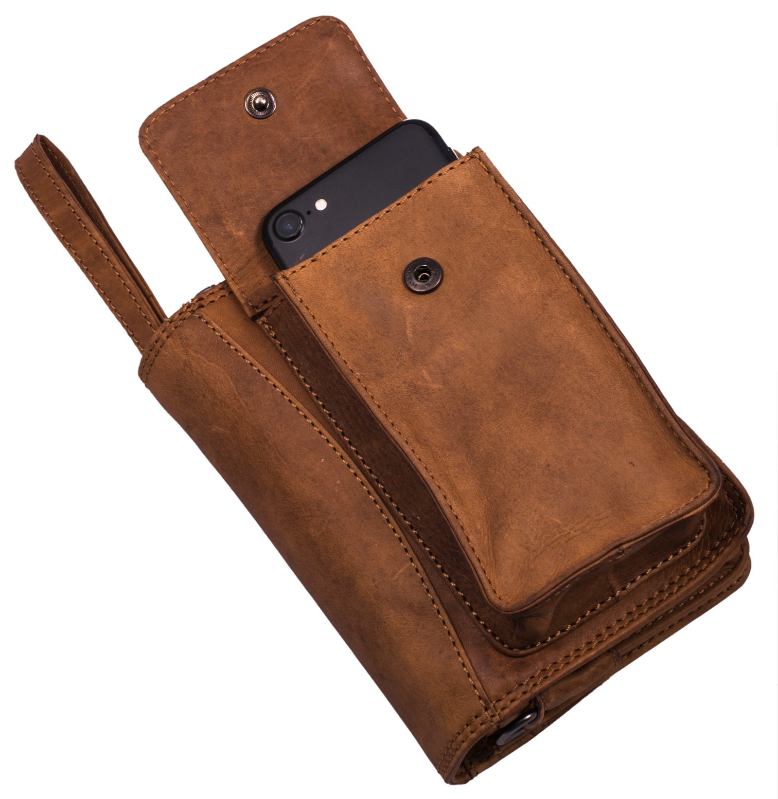 Hill-Burry-Sac--bandoulire-en-Cuir-Portefeuille-de-VoyagePortefeuille-en-Cuir-de-Vachette-tann-naturellement-Organisateur-Sac-de-PoignetSac--Documents-Purse