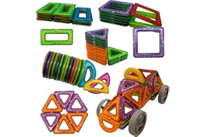 HNBTX Juego construccion magnetico,construcciones magneticas niños,Bloques magnéticos niños,construcción magnetica,Juego imanes construccion,3 4 5 6 7 8 años niños niñas Regalos(52 Piezas)