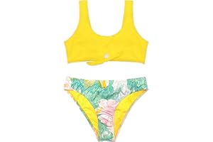 SHEKINI Trajes de Baño de Dos Piezas para Niñas con Deportivo Top de Bikini Ropa de Playa con Impresión Triángulo Bikini Bottom para 6-14 Años
