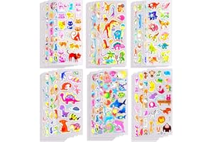 OWill 1000+ Pegatinas infantiles,40 Hojas Diferentes Pegatinas 3D,Stickers Infantiles para regalos gratificantes,incluyendo animales,peces,dinosaurios,números,frutas,oído,camiones,estrellas