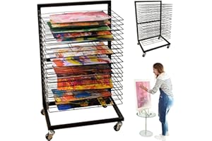 ODOXIA Petit Support De Séchage pour Salle De Classe | Toile De Séchage De Peinture Fonctionnelle Et Mobile | 19 Étagères Amovibles | Support D'empilage pour La Peinture Et Plus Art Drying Rack Small