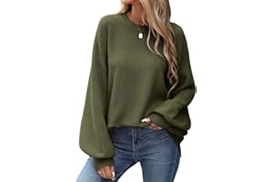 heekpek Pull Femme Hiver Chaud Chic et Élégant Col Rond Oversize Doux Pull Grosse Maille Femme Sweat Décontractée Manche Longue Haut Automne