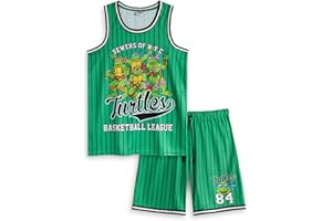 Teenage Mutant Ninja Turtles Mens Green Basketball Set | 2 Piece Turtles Basketball League Outfit | Sports Apparel | Leonardo, Donatello, Michelangelo & Raphael | Ninja Turtles Merch