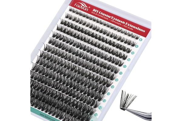 FADVAN Kluster för ögonfransförlängning 280st D-Kurva Individuella Falska ögonfransar Professionell Bukett Naturliga Kluster DIY ögonfransar(50D-0.07D, Mix 8-16mm)