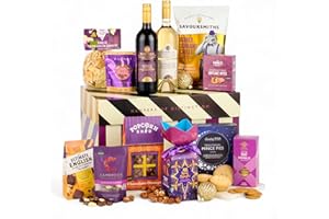 THORNTON & FRANCE Thornton and France Festive Indulgence Luxury Christmas Hamper for Couples | Christmas Wine Hamper with Red Wine & White Wine | 12 Delicious Items