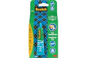 Scotch Tube de colle à usage domestique transparente sans solvant, 30 ml, 1 tube/paquet
