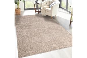 carpet city Dywan Shaggy z wysokim runem, jednokolorowy, uniwersalny, nowoczesny, puszysty, miękki, do sypialni, 133 x 190 cm, piaskowo-beżowy, 133 x 190 cm
