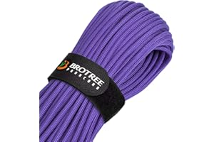 Brotree Paracord 4mm 9 Hebras Cuerda de 100% Nylon (15m, 30m, 50m) Tipo III Cuerda de Paracaídas para Supervivencia, Al Aire Libre, Bricolaje - 280kg Carga de Rotura (Morado, 30m)