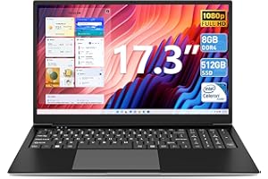SGIN 17 Pollici Laptop 8 GB RAM 512 GB SSD Notebook, Celeron Dual Core, Up to 2.8 Ghz, 1920 * 1080 FHD, 2.4/5.0G WiFi, 4.2 Bluetooth, Supporta memoria espandibile 512 GB TF