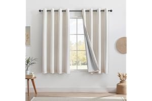 MYSKY HOME Vorhang 100% Blickdicht Gardinen mit Ösen Verdunklungsvorhänge Leinen-Mischung Thermovorhang Kälteschutz Hitzeschutz vorhänge für Wohnzimmer Schlafzimmer 2er Set H 160 x B 140 cm, Leinen
