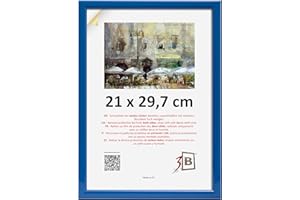 3-B Cadre ULM - cadre photo en bois, avec verre acrylique (21 x 29,7 cm (A4), Bleu Clair)