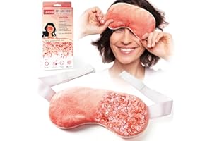 LEOXE Heated Eye Mask for Dry Eyes, Microwave Heat Pad with Himalayan Pink Salt - Hot & Cold Compress for Headache, Migraine Relief, Sinusitis Treatment