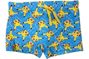 Fashion UK Costume Pokémon Officiel modèle Pikachu. Boxer de mer en Polyester, Short de mer Bleu pour Enfant.