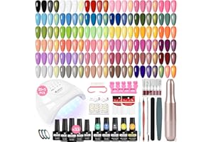 VANREESA Uñas Semipermanentes Kit Completo, 35 Colores Set Manicura con Base Top Coat Lampara UV 48W, Taladro Eléctrico Profesional para Uñas y Herramientas Manicura, Regalo para Principiantes