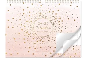 COLORAGE Family Calendar 2024-2025- Calendar 2024-2025 UK from Jul. 2024 - Dec. 2025, 42.2 x 29.7 cm, Family Planner 2024-2025 UK with Note Section, Perfect Wall Calendar 2024-2025 - Pink