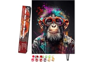 Bougimal Peinture par numéros Animaux adultes Cadre avec pinceaux et peinture acrylique - 40 x 50 cm, Orang-outan