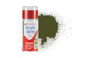 Humbrol Matt Spray Paint - AD6155 No 155 Olive Drab 150ml - Model Paints for Plastic Kits, Fast-Drying Modelling Paint for Crafting Surfaces Including Plastic, Fabric, Glass, Wood & Metal Models
