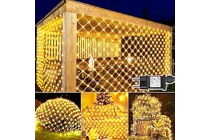 Joycome Red de Navidad Exterior 3x2m 200 LED Cortina con Enchufe, Temporizador, 8 Modos IP65 Impermeable Malla Luces para Balcón Jardín Árbol Navidad Exterior Interior - Blanco Cálido