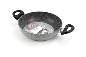 Ballarini Cortina Granitium Tegame 2 Maniglie, Alluminio, Grigio Puntinato, 24 cm