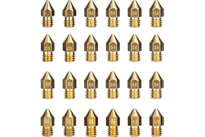 MOONSING 3D Imprimante Buse, Lot de 24 Buses en Laiton MK8 Extrudeuse Nozzle pour Ender 3 Makerbot ANET A8 Creality CR-10(0.2 mm, 0.3 mm, 0.4 mm, 0.5 mm, 0.6 mm, 0.8 mm, 1.0 mm)