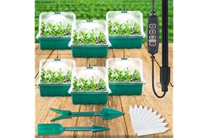 Xmasneed Seed Trays with Grow Light, 72 Cells Propagator with Timing Controller, Seed Trays with Lids, Thicken Seedling Trays for Greenhouse & Gardens, 6 Pack
