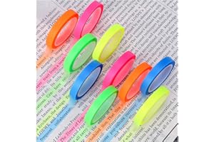 HOTMNTY Highlighter Marking Transparent Tape,Removable Colored Notes Strip,10 Rolls 6mmx5m Bright Fluorescent Book Annotation Sticky Tabs for Students Teachers Revision Supplies Reading Class Study Essentials