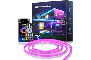 Mexllex Neon LED Strip Lights 5M, RGB LED neon Light Strip with Remote & APP Control, Flexible Neon LED Strip Lights for Bedroom, Room, Living Room Christmas Decor