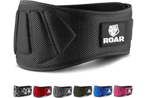 Roar® Cinturón Lumbar Gimnasio, Cinturon gimnasio hombre y mujer, Cinturon halterofilia, Powerlifting, Levantamiento Peso, Musculacion, Cinturon gym hombre, Cinturon pesas