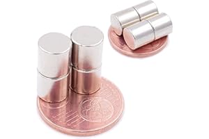 Brudazon | 10 Mini Imanes Discos 8x8mm | N52 Nivel más Fuerte - Los imanes de neodimio Ultra Fuertes | Imán del Poder para la Toma de Modelo, Foto, Pizarra Blanca | Pequeño, Redondo y Extra Fuerte