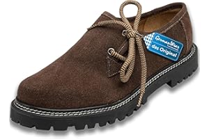 German Wear Haferlschuhe Trachtenschuhe Original Handmachart Trachten Lederschuhe aus Wildleder Echtleder Schuhe mit 2X Schnürsenkel