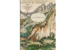 Dual Notebook Blank And Lined A4 | Vintage Mountain Print | Travel Notebook Journal | Softcover, Ivory White Paper, 100 Pages