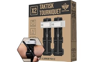 Professionell 2-pack Taktisk Tourniquet STRATE GEAR Aluminium - Avsnörande Förband Enhandstourniquet CAT Militär Standard, Första Hjälpen Survival Kit EDC Outdoor
