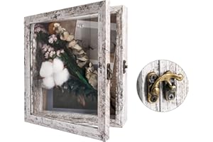 GraduatePro Shadow Box Rahmen Vitrine mit Leinenrückseite, Bilderrahmen Hochzeitsstrauß Erinnerungsstücke Medaillen Fotos Erinnerungsbox für Andenken, Weiß 20x20 cm
