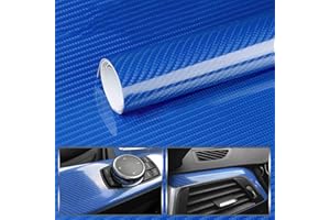 CompraFun Film Covering Carbone Bleu, Film Autocollant de Voiture Vinyle Adhésif DIY Décoration pour Voiture, Ordinateur, Moto 1.5 x 0.3 mètres